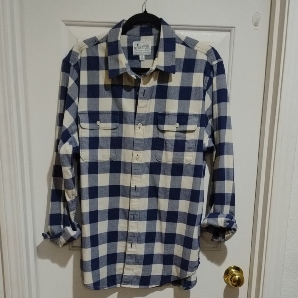 Lucky Brand Blue and White Checkered Casual Shirt